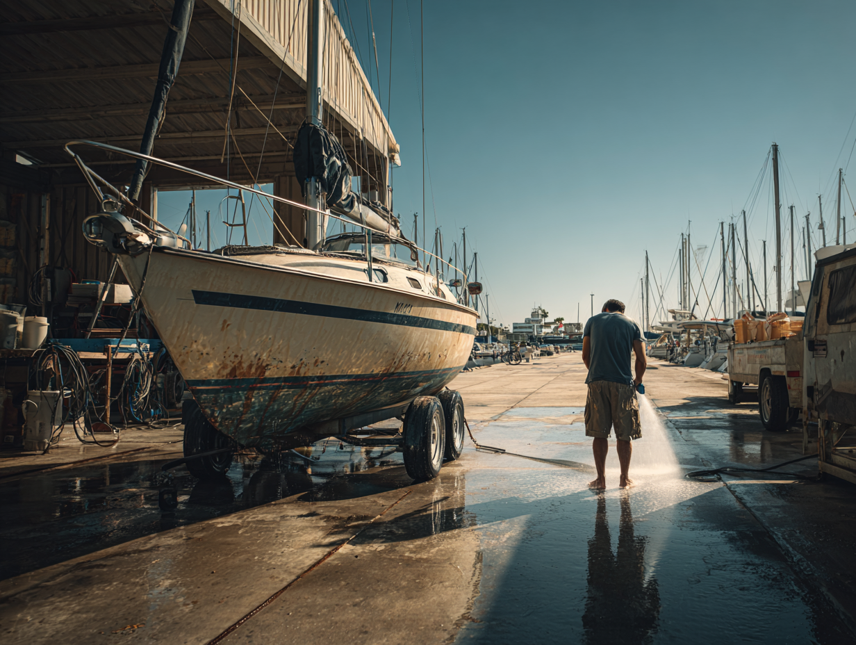 Professional boat hull and propeller maintenance